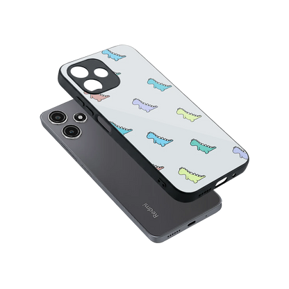Dino sleek redmi 12 5g cover with tempered glass back and TPU edges