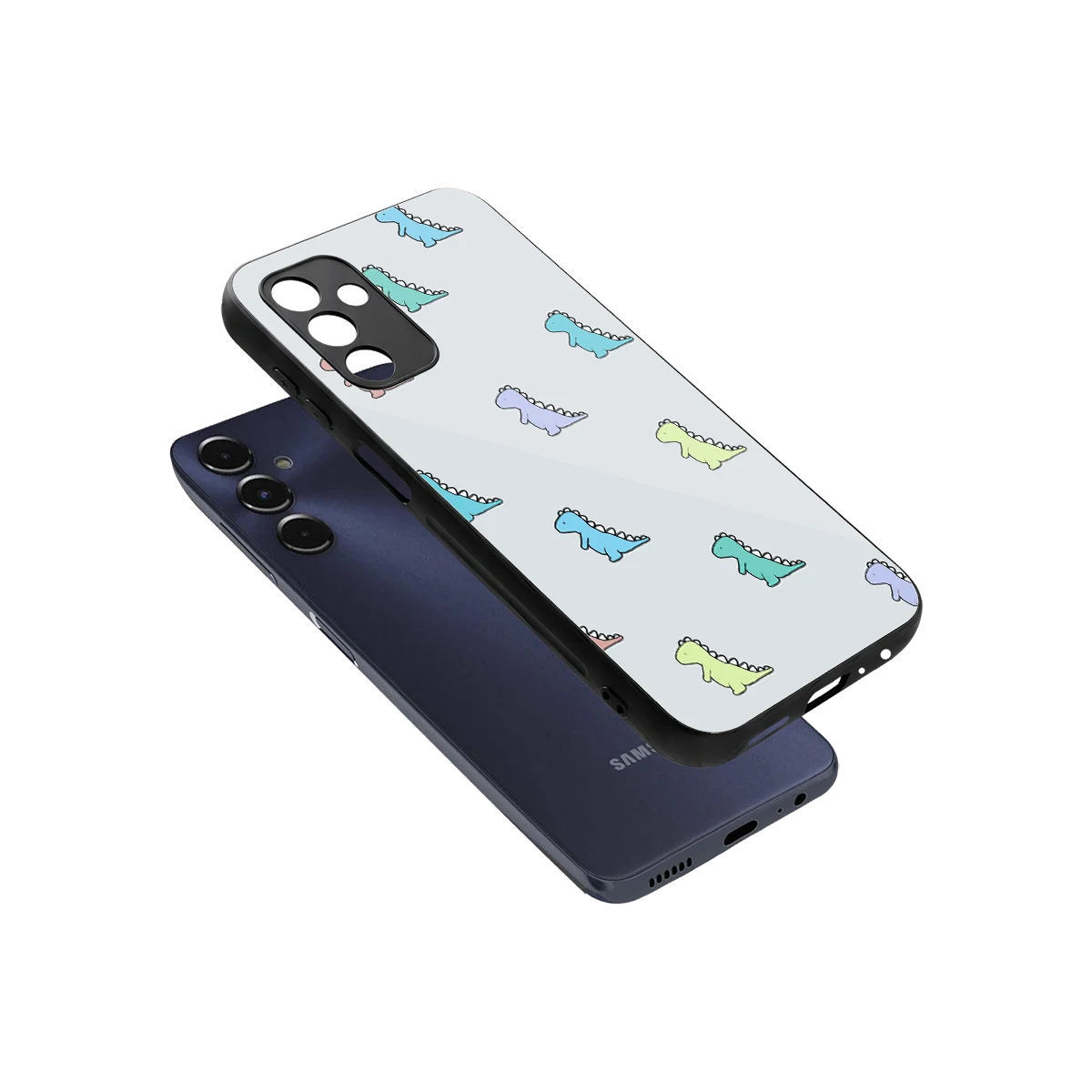 Dino sleek samsung galaxy m14 5g cover with tempered glass back and TPU edges