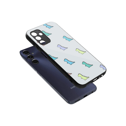 Dino sleek samsung galaxy m14 5g cover with tempered glass back and TPU edges