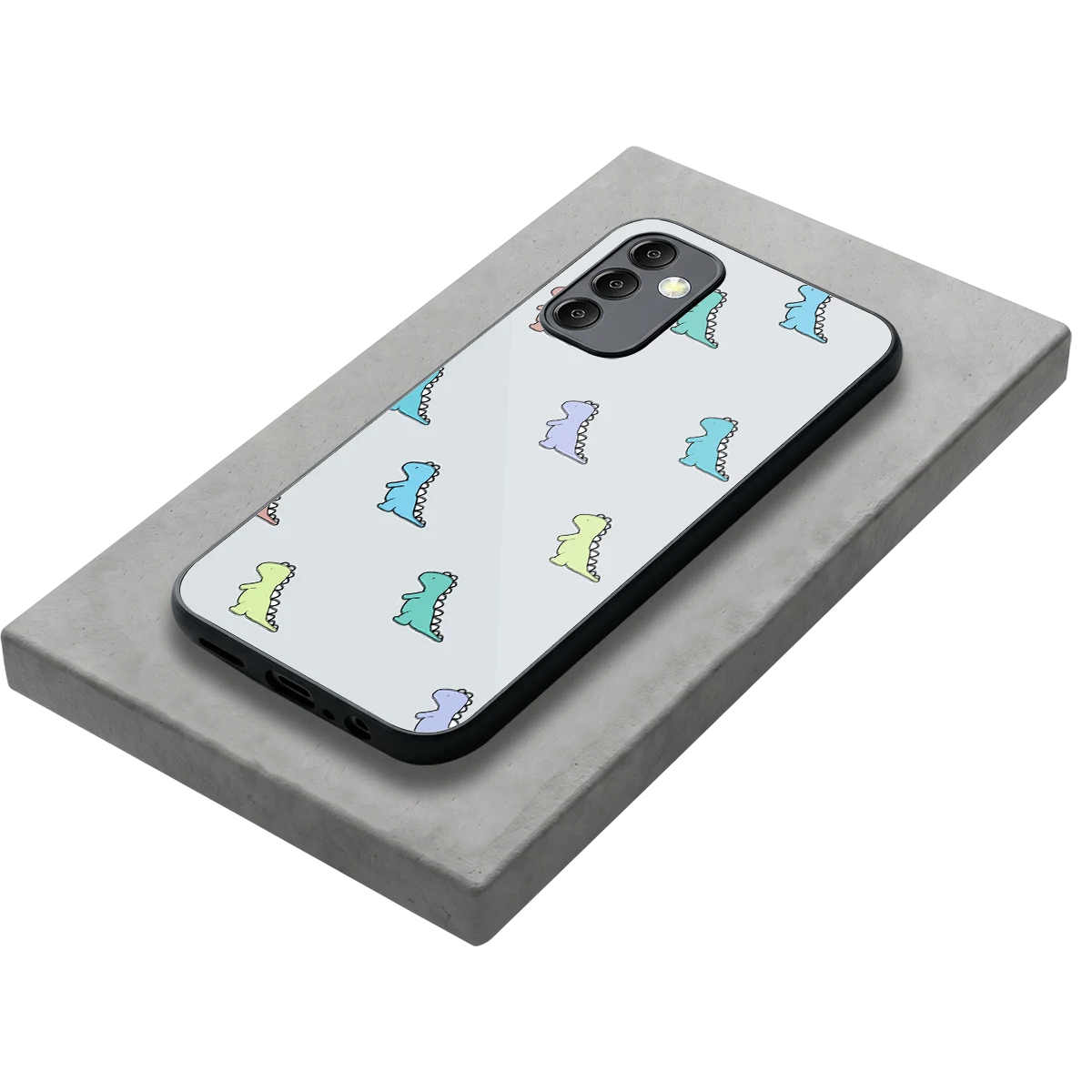 Dino stylish phone case for samsung galaxy m14 5g | glossy glass and slim fit