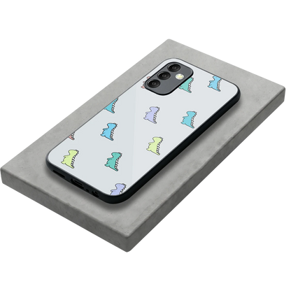 Dino stylish phone case for samsung galaxy m14 5g | glossy glass and slim fit