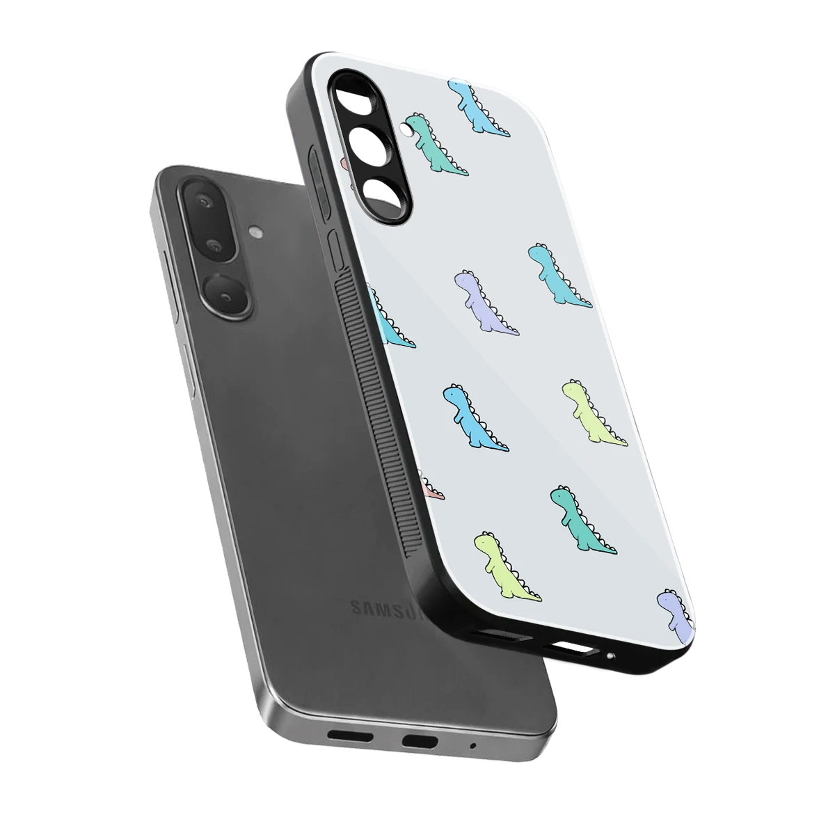 Dino sleek samsung galaxy m36 5g cover with tempered glass back and TPU edges