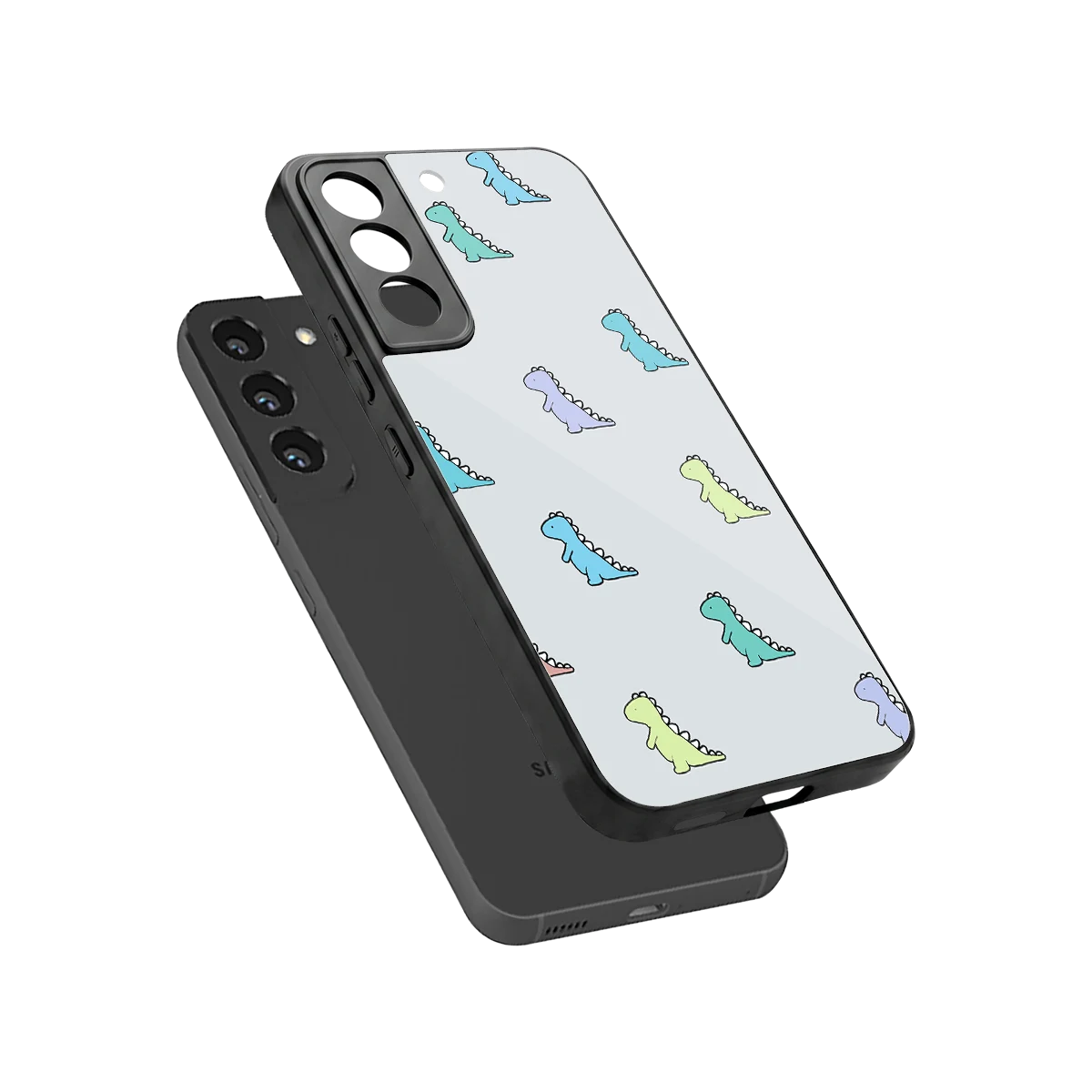 Dino sleek samsung galaxy s22 cover with tempered glass back and TPU edges