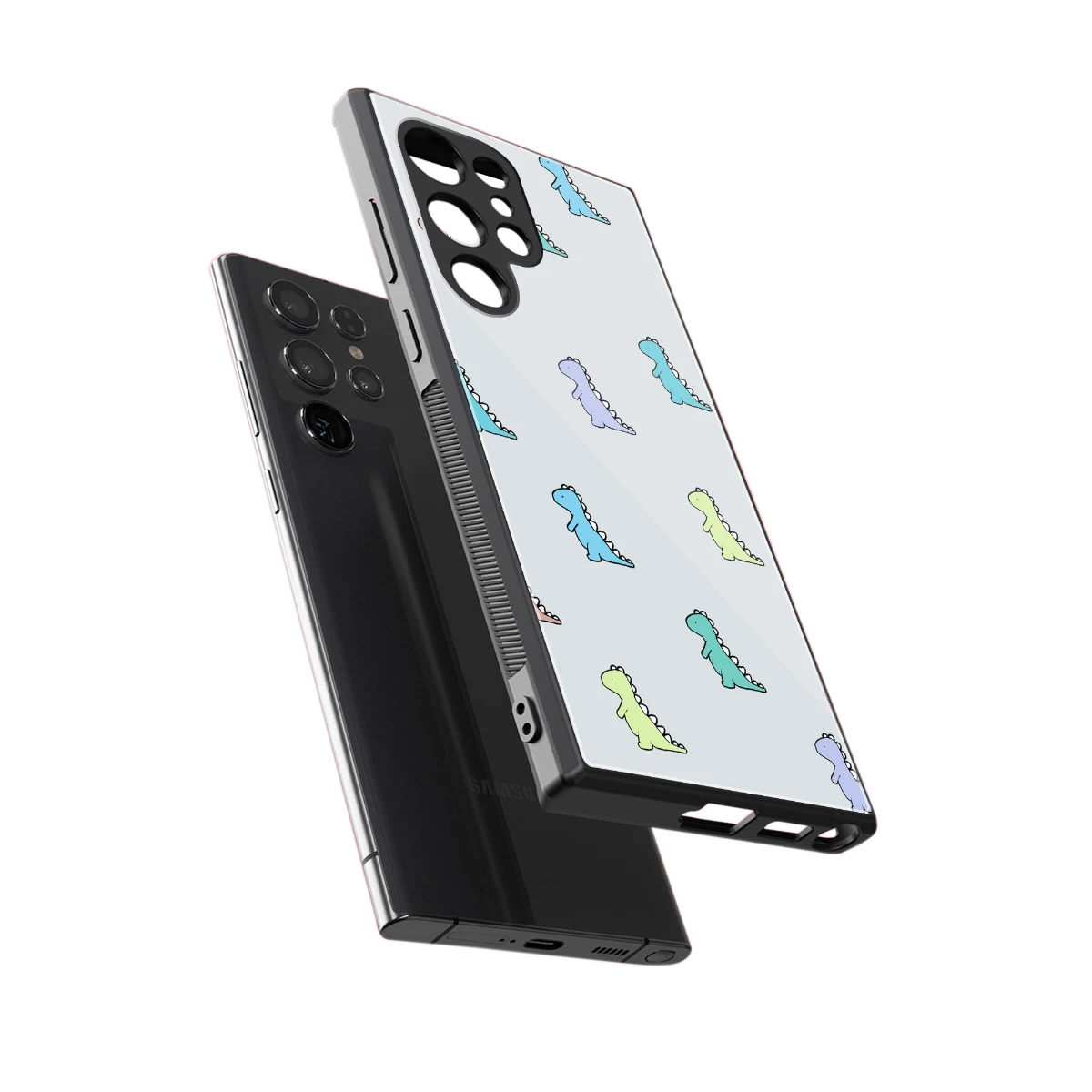 Dino sleek samsung galaxy s23 ultra cover with tempered glass back and TPU edges