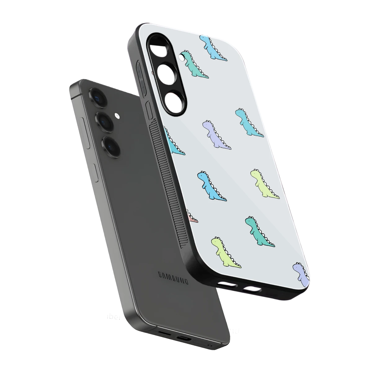 Dino sleek samsung galaxy s24 cover with tempered glass back and TPU edges
