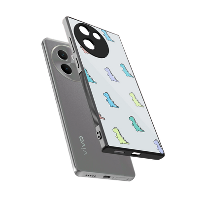 Dino sleek vivo v30e cover with tempered glass back and TPU edges