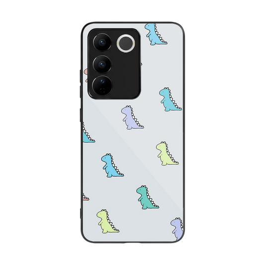 Dino back phone cover | glass case for vivo v27 5g