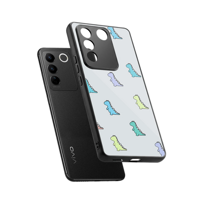Dino sleek vivo v27 5g cover with tempered glass back and TPU edges