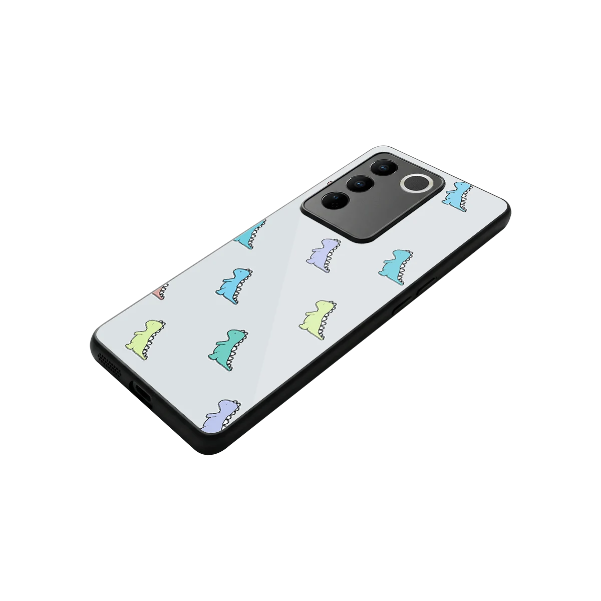 Dino stylish phone case for vivo v27 5g | glossy glass and slim fit