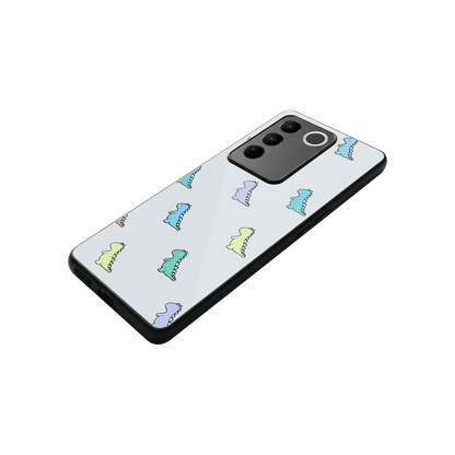 Dino stylish phone case for vivo v27 5g | glossy glass and slim fit