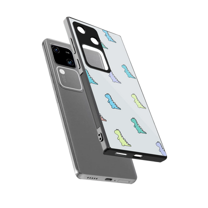 Dino sleek vivo v30 cover with tempered glass back and TPU edges