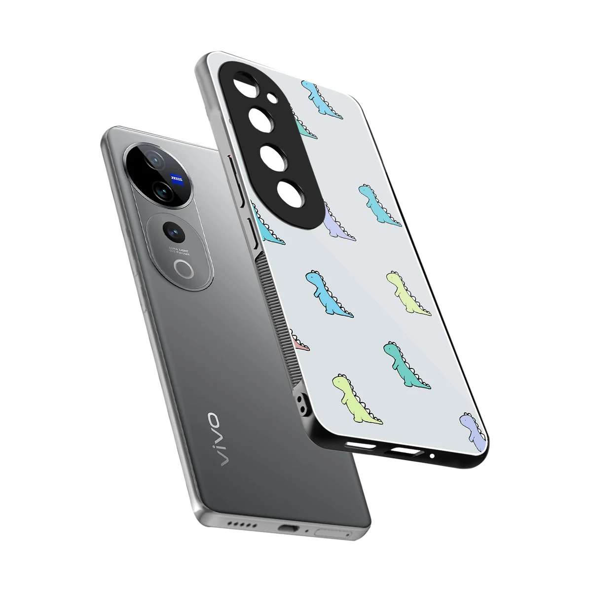 Dino sleek vivo v40 pro cover with tempered glass back and TPU edges