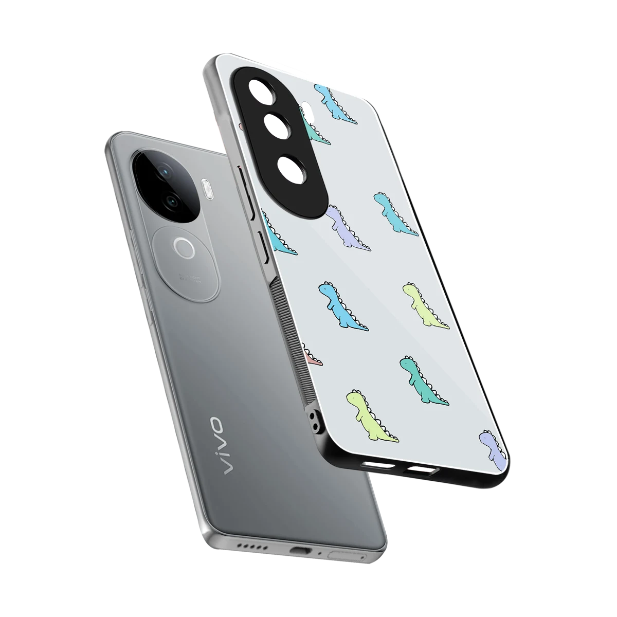 Dino sleek vivo v40e cover with tempered glass back and TPU edges