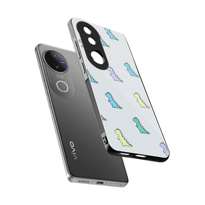 Dino sleek vivo v50 cover with tempered glass back and TPU edges