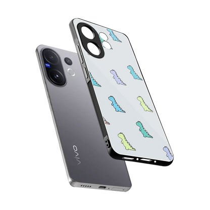 Dino sleek vivo v60 cover with tempered glass back and TPU edges