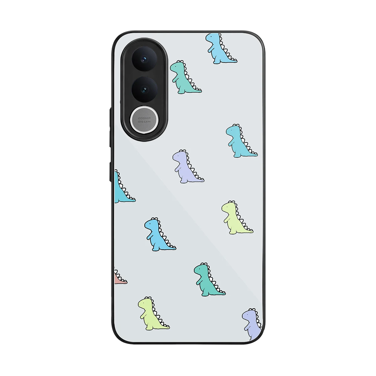 Dino back phone cover | glass case for vivo v70 fe