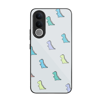 Dino back phone cover | glass case for vivo v70 fe