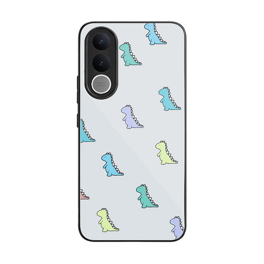 Dino back phone cover | glass case for vivo v70 fe