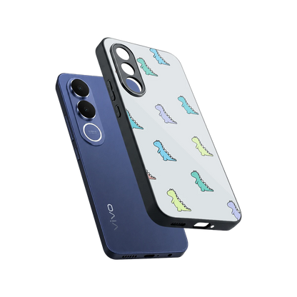 Dino sleek vivo v70 fe cover with tempered glass back and TPU edges