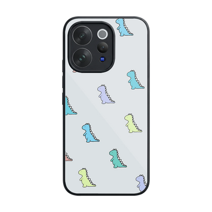 Dino back phone cover | glass case for vivo v70 elite
