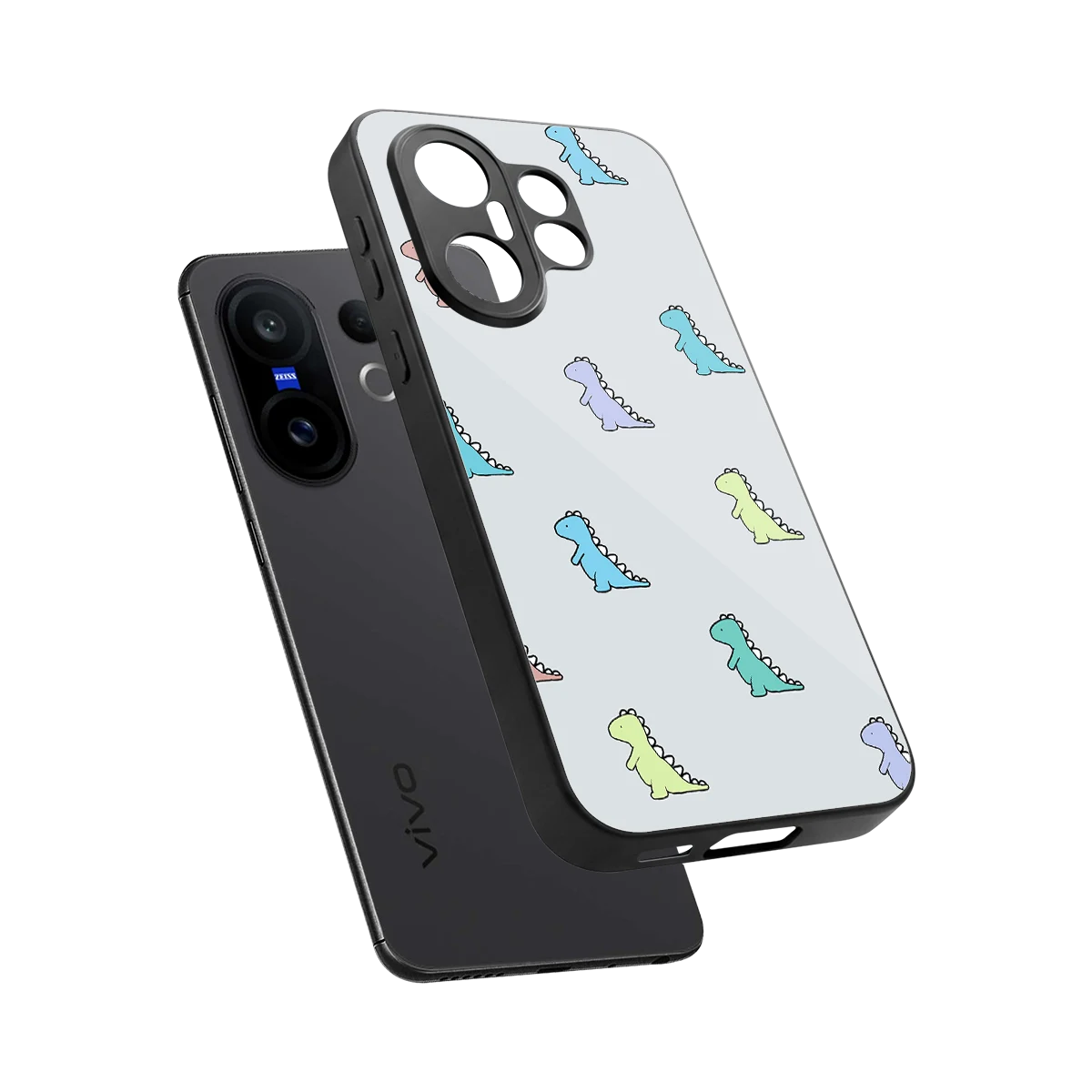 Dino sleek vivo x200 fe cover with tempered glass back and TPU edges