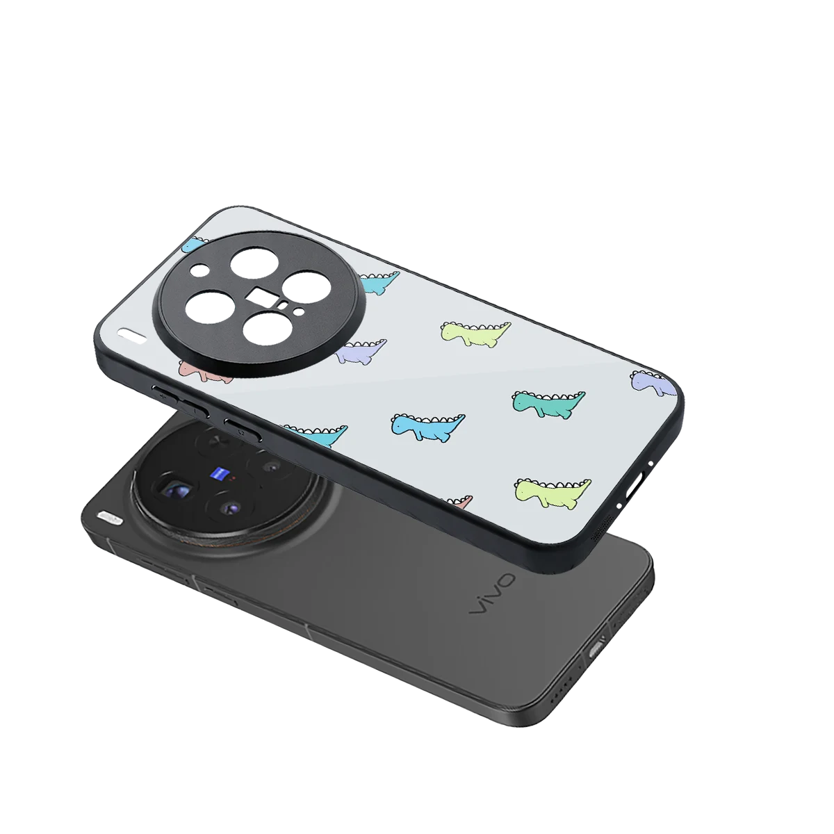 Dino sleek vivo x300 pro cover with tempered glass back and TPU edges