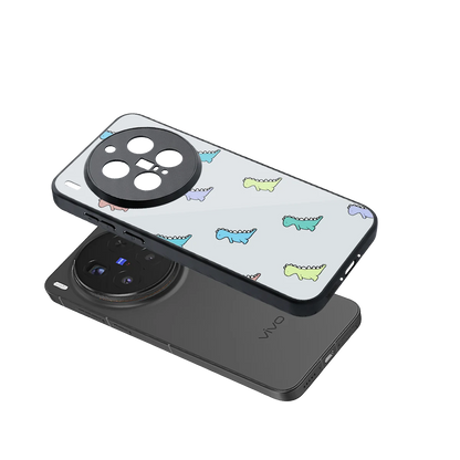 Dino sleek vivo x300 pro cover with tempered glass back and TPU edges
