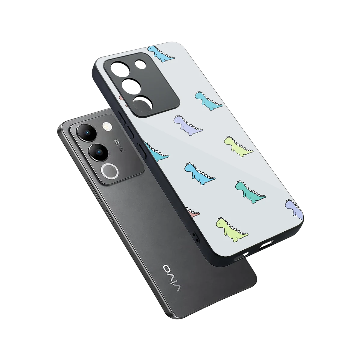 Dino sleek vivo y200 5g cover with tempered glass back and TPU edges