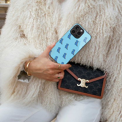 Dino Blue Phone Case for Iphone 16 | Glass Case