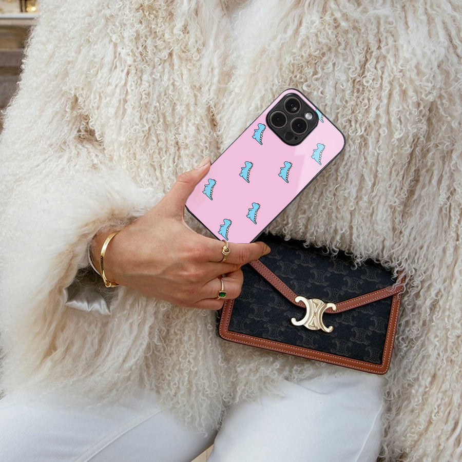 Dino Pink Phone Case for Iphone 15 Pro | Glass Case