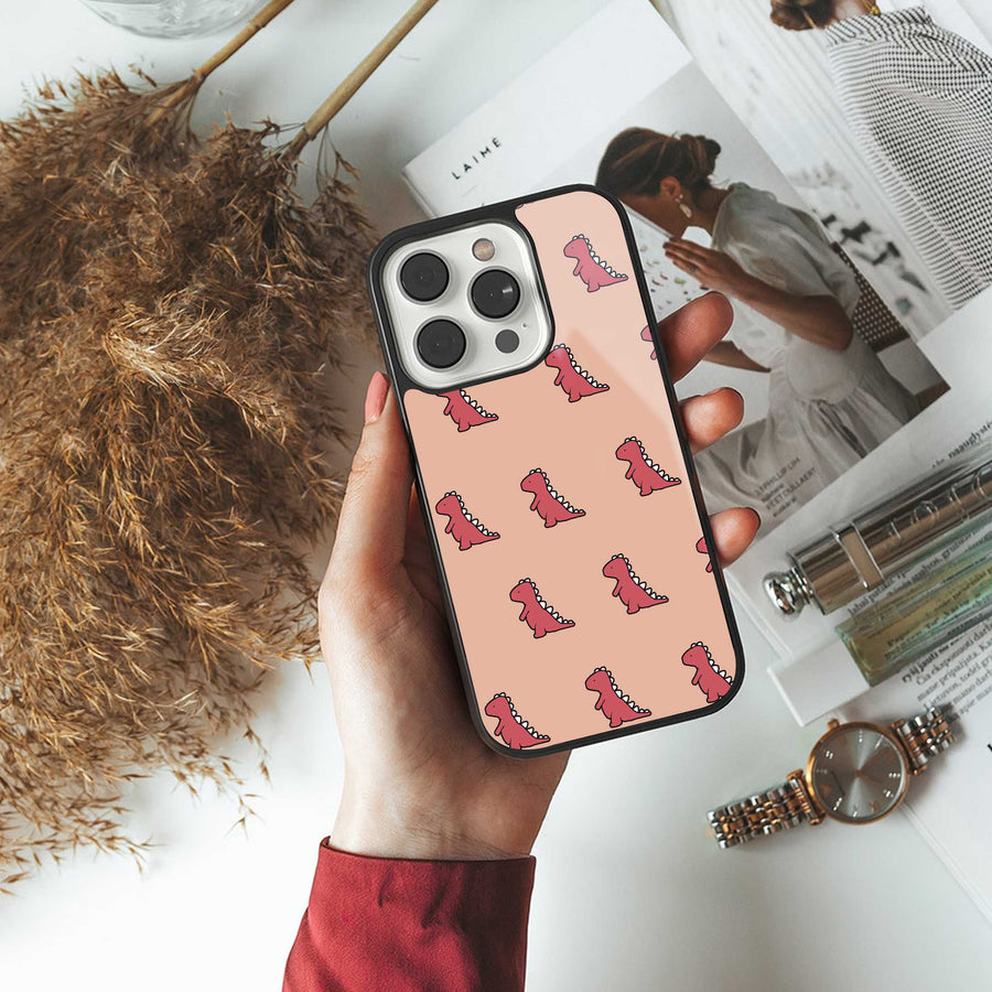 Dino Red Phone Case for Iphone 15 Pro | Glass Case