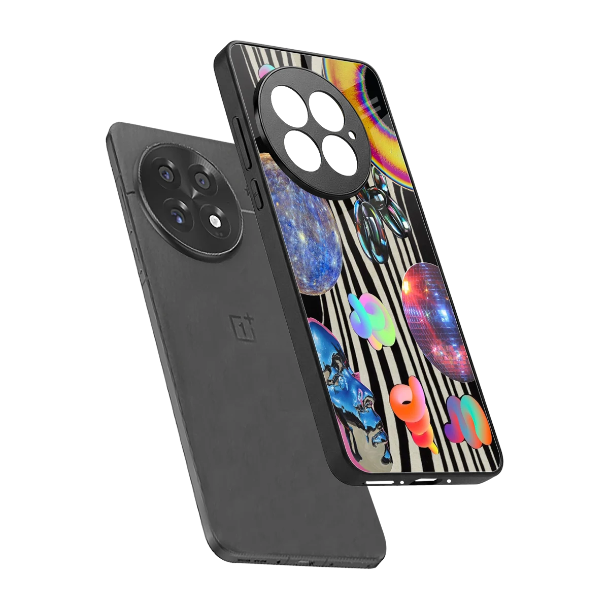 Disco Dream sleek oneplus 13 cover with tempered glass back and TPU edges