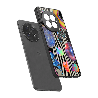 Disco Dream sleek oneplus 13 cover with tempered glass back and TPU edges