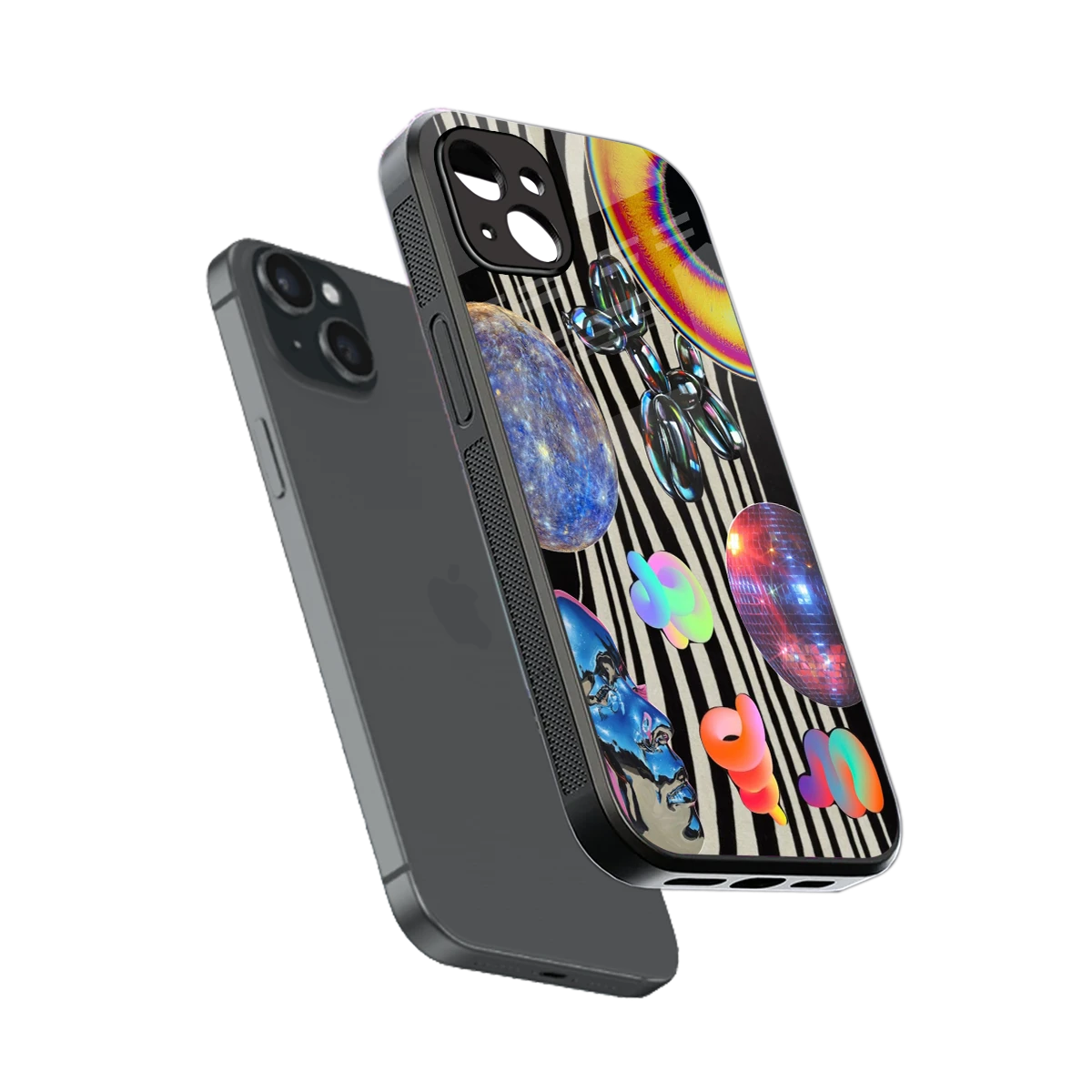 Disco Dream sleek iphone 15 plus cover with tempered glass back and TPU edges