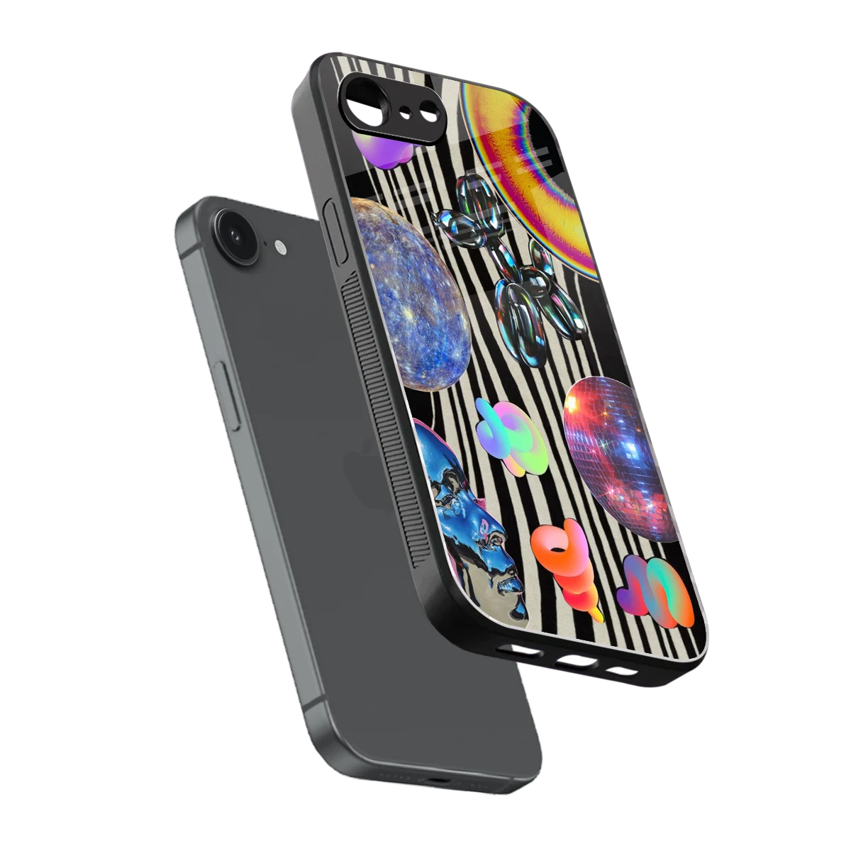 Disco Dream sleek iphone 16e cover with tempered glass back and TPU edges