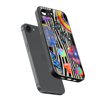 Disco Dream sleek iphone 16e cover with tempered glass back and TPU edges