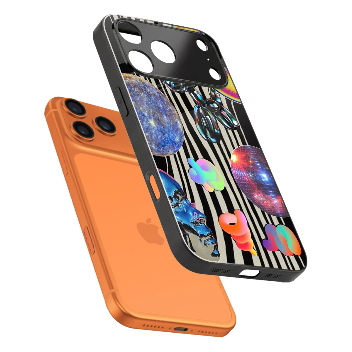 Disco Dream sleek iphone 17 pro cover with tempered glass back and TPU edges