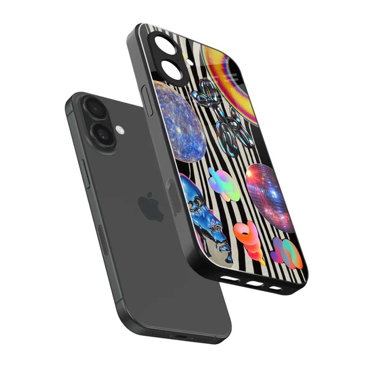 Disco Dream sleek iphone 17 cover with tempered glass back and TPU edges