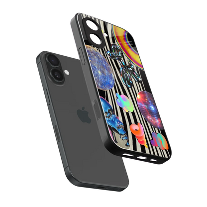 Disco Dream sleek iphone 17 cover with tempered glass back and TPU edges