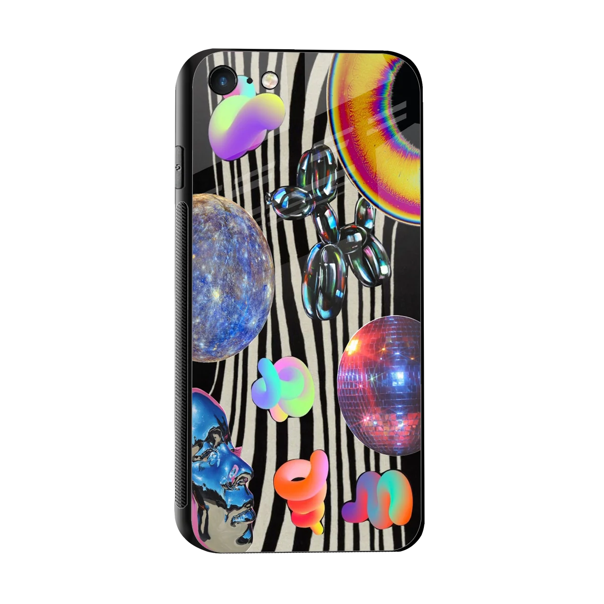 Disco Dream sleek iphone 7 cover with tempered glass back and TPU edges
