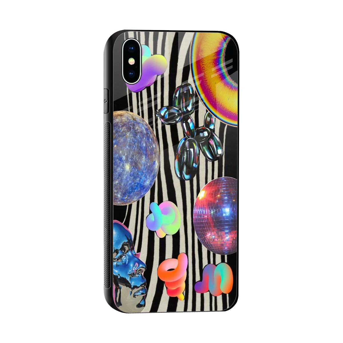 Disco Dream sleek iphone xs max cover with tempered glass back and TPU edges