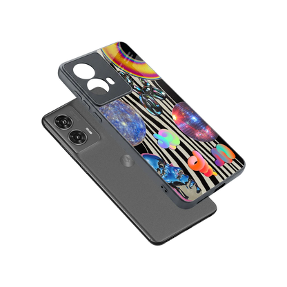 Disco Dream sleek motorola edge 50 fusion cover with tempered glass back and TPU edges