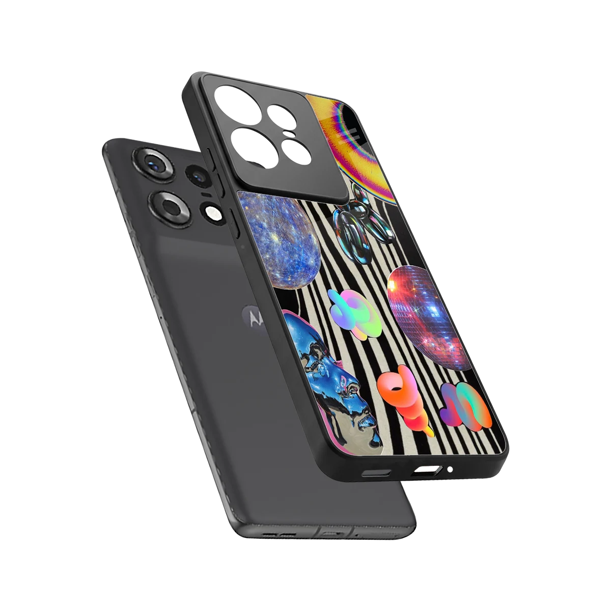 Disco Dream sleek motorola edge 50 pro cover with tempered glass back and TPU edges