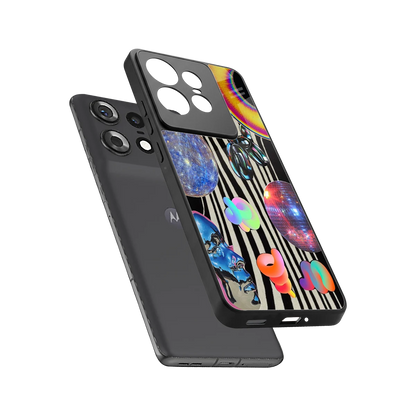 Disco Dream sleek motorola edge 50 pro cover with tempered glass back and TPU edges