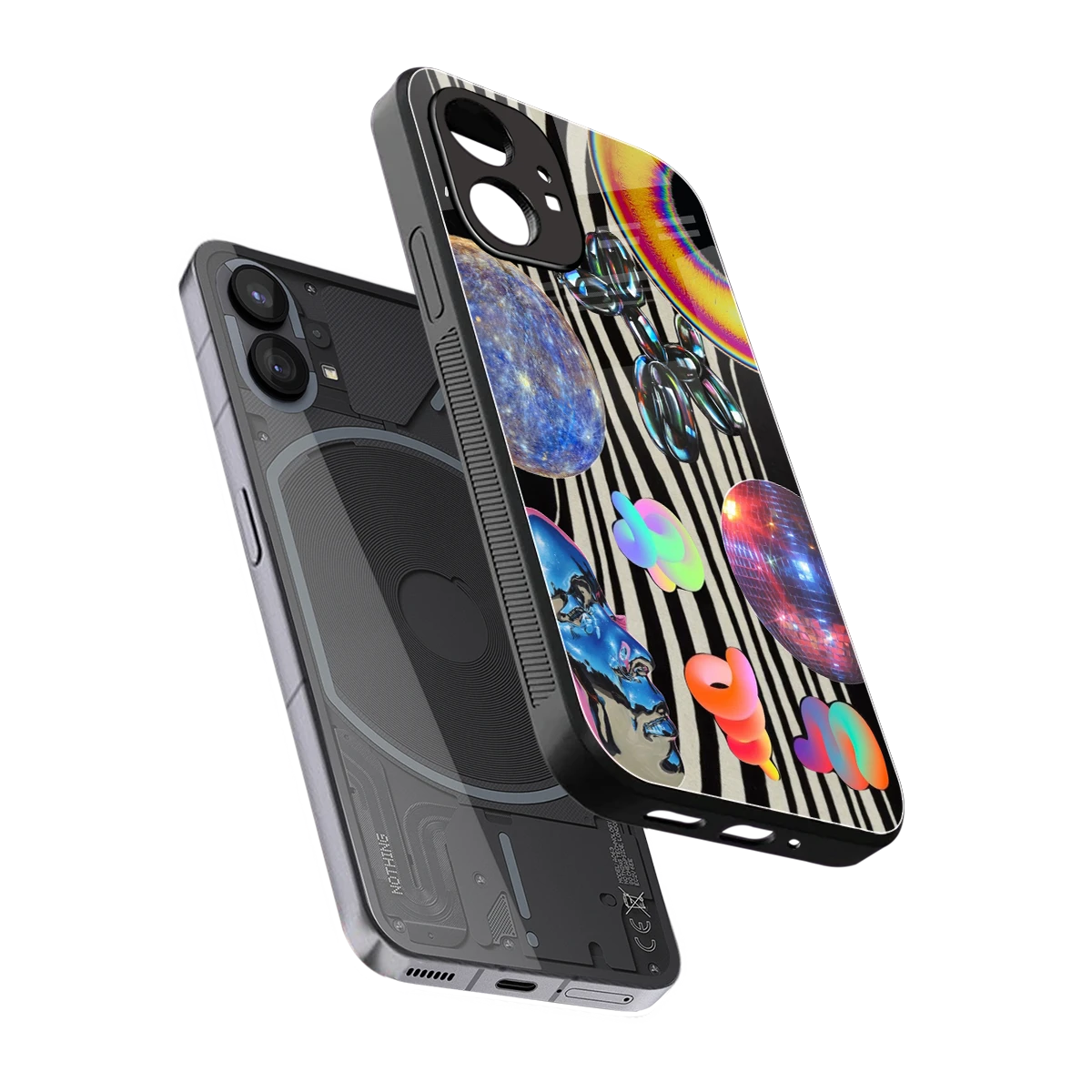 Disco Dream sleek nothing phone 1 cover with tempered glass back and TPU edges