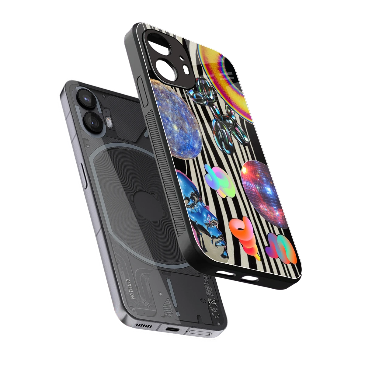 Disco Dream sleek nothing phone 2 cover with tempered glass back and TPU edges