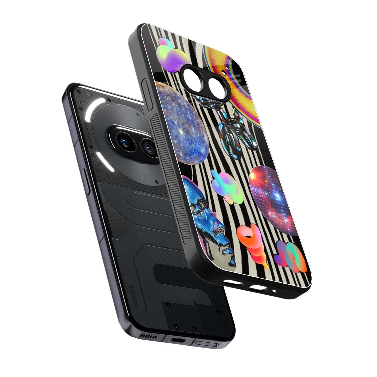Disco Dream sleek nothing phone 2a plus cover with tempered glass back and TPU edges