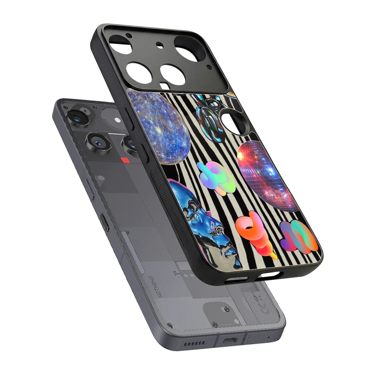 Disco Dream sleek nothing phone 3 cover with tempered glass back and TPU edges