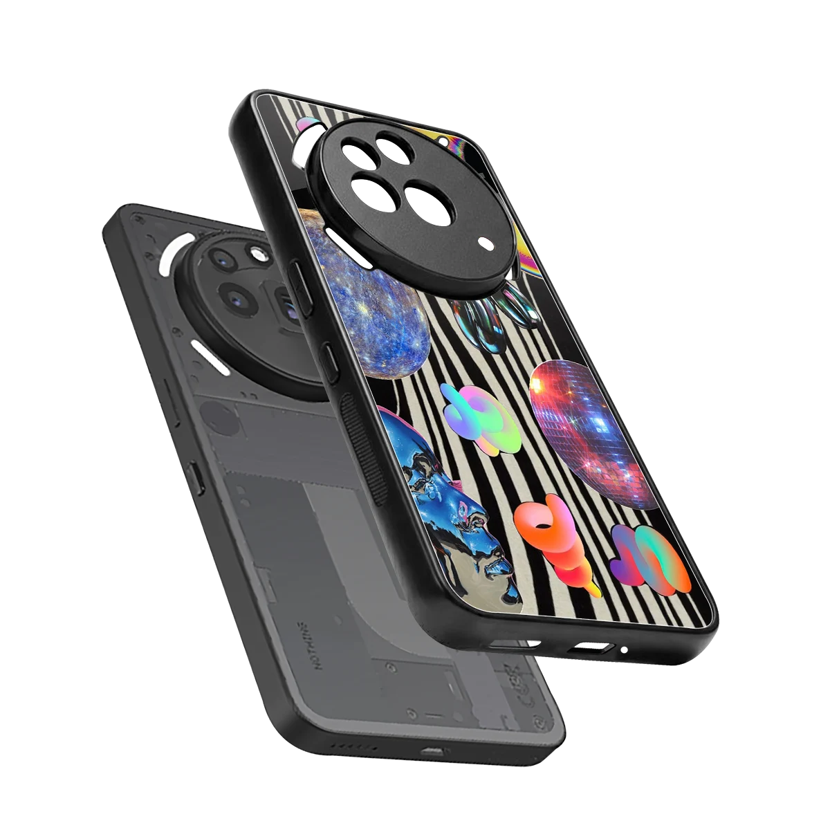 Disco Dream sleek nothing phone 3a pro cover with tempered glass back and TPU edges