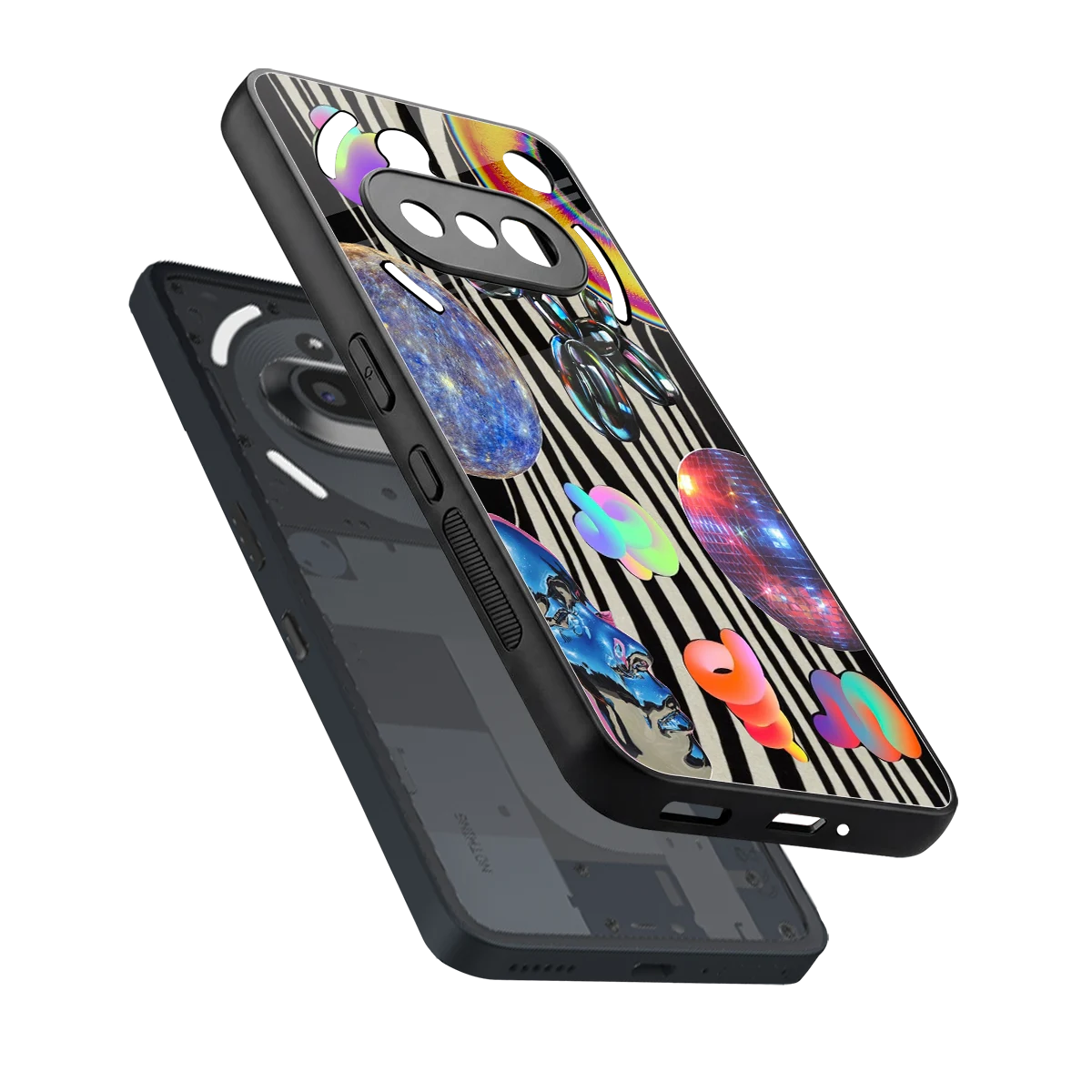 Disco Dream sleek nothing phone 3a cover with tempered glass back and TPU edges